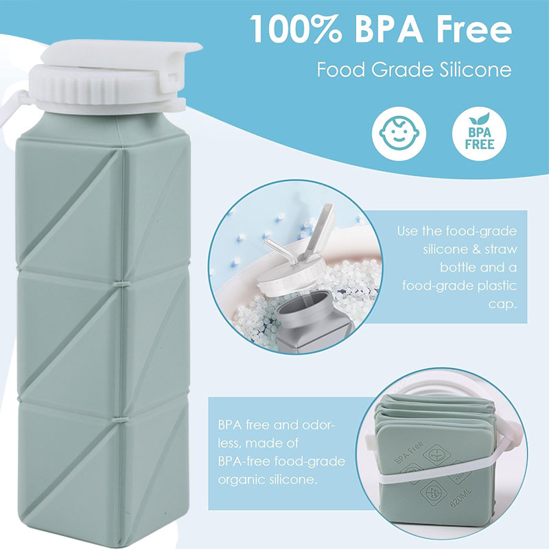ストロー蓋付き折りたたみ式ウォーターボトル、シリコン、折りた - Water Bag Collapsible のレビューと価格
