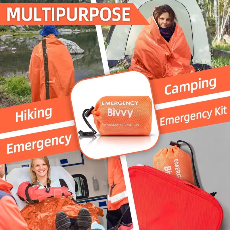 緊急用寝袋、サバイバルブランケット、断熱マイラー素材のビビサ - Bivy Bag Emergency のレビューと価格